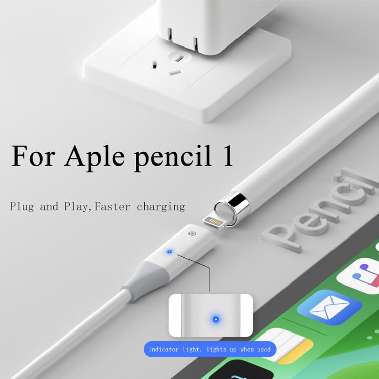 For Apple Pencil 1 USB-C / Type-C to 8 Pin Stylus Charging Cable with Indicator Light, Length:1m(White) - Pencil Accessories by buy2fix | Online Shopping UK | buy2fix