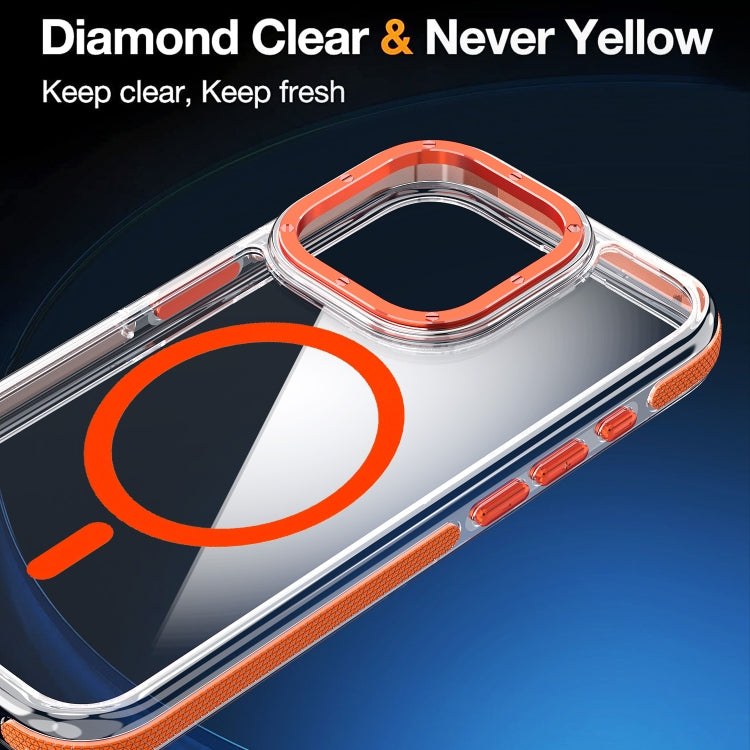 For iPhone 16 Plus Dual-Color Clear Acrylic Hybrid TPU MagSafe Phone Case(Orange) - iPhone 16 Plus Cases by buy2fix | Online Shopping UK | buy2fix