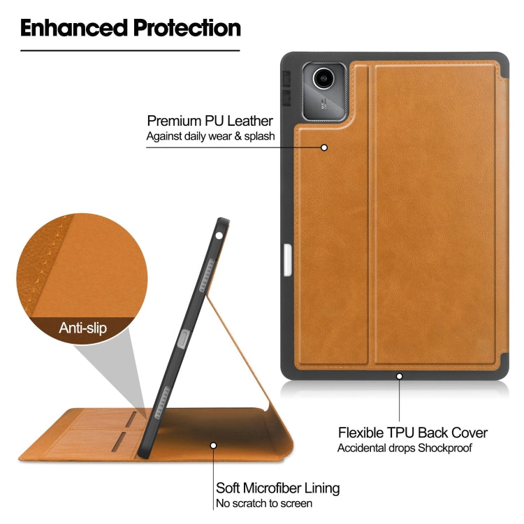 For Lenovo Tab M11/ Xiaoxin Pad 11 2024 Ultimate Pure Color Leather Smart Tablet Case(Brown) - Lenovo by buy2fix | Online Shopping UK | buy2fix
