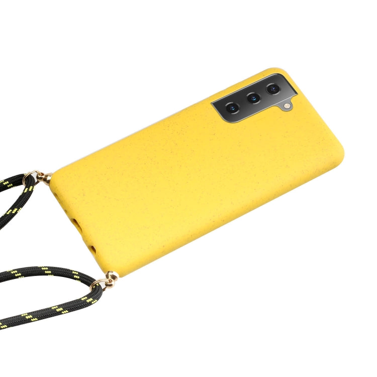 For Samsung Galaxy A05s EU Wheat Straw Material + TPU Phone Case with Lanyard(Yellow) - Galaxy Phone Cases by buy2fix | Online Shopping UK | buy2fix