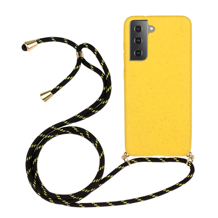For Samsung Galaxy S24 5G Wheat Straw Material + TPU Phone Case with Lanyard(Yellow) - Galaxy S24 5G Cases by buy2fix | Online Shopping UK | buy2fix