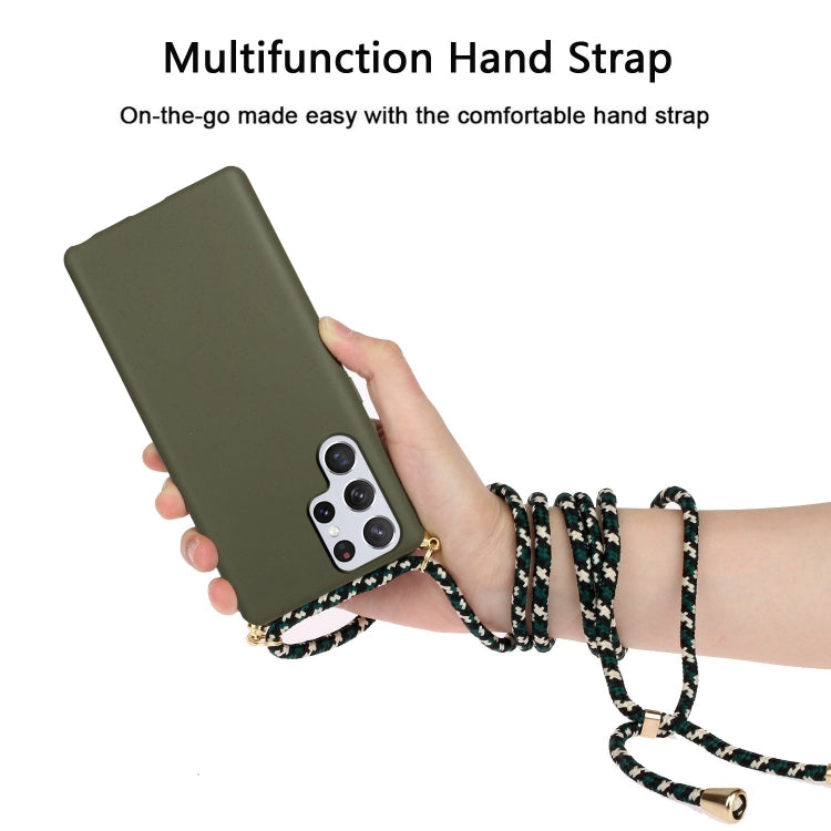 For Samsung Galaxy S24 Ultra 5G Wheat Straw Material + TPU Phone Case with Lanyard(Army Green) - Galaxy S24 Ultra 5G Cases by buy2fix | Online Shopping UK | buy2fix