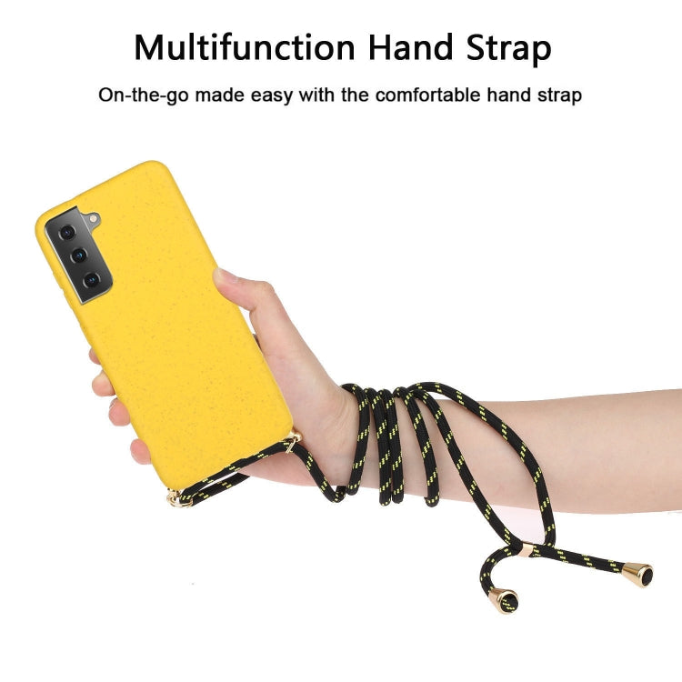 For Samsung Galaxy A25 Global Wheat Straw Material + TPU Phone Case with Lanyard(Yellow) - Galaxy Phone Cases by buy2fix | Online Shopping UK | buy2fix