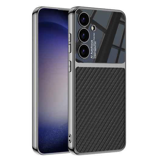 For Samsung Galaxy S24+ 5G GKK Plating TPU + Leather Full Coverage Phone Case(Carbon Fibre) - Galaxy Phone Cases by GKK | Online Shopping UK | buy2fix