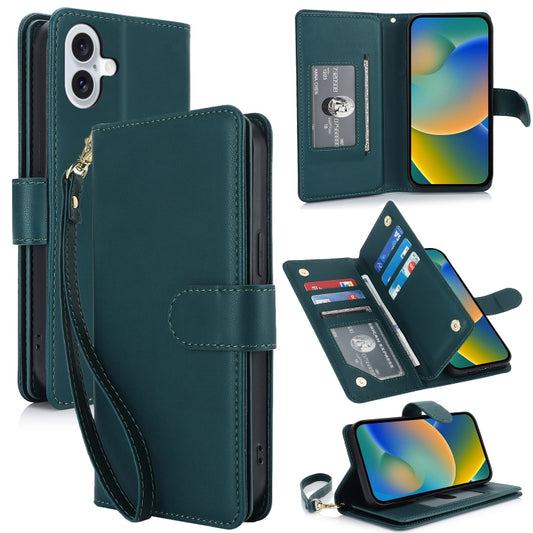 For iPhone 16 Multi-Card Wallet RFID Leather Phone Case(Green) - iPhone 16 Cases by buy2fix | Online Shopping UK | buy2fix