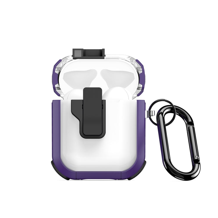 For AirPods 1/2 DUX DUCIS PECN Series Split Two-color Transparent Earphone Case with Hook(Purple Black) - For AirPods 1/2 by DUX DUCIS | Online Shopping UK | buy2fix