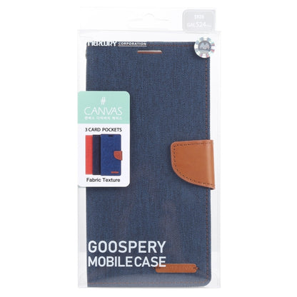 For Samsung Galaxy S24+ 5G GOOSPERY CANVAS DIARY Fabric Texture Flip Leather Phone Case(Navy Blue) - Galaxy S24+ 5G Cases by GOOSPERY | Online Shopping UK | buy2fix