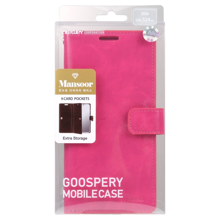 For Samsung Galaxy S24+ 5G GOOSPERY MANSOOR DIARY 9 Card Slots Leather Phone Case(Rose Red) - Galaxy S24+ 5G Cases by GOOSPERY | Online Shopping UK | buy2fix