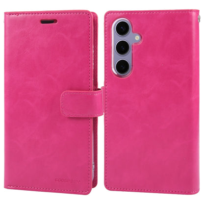 For Samsung Galaxy S24 5G GOOSPERY MANSOOR DIARY 9 Card Slots Leather Phone Case(Rose Red) - Galaxy S24 5G Cases by GOOSPERY | Online Shopping UK | buy2fix