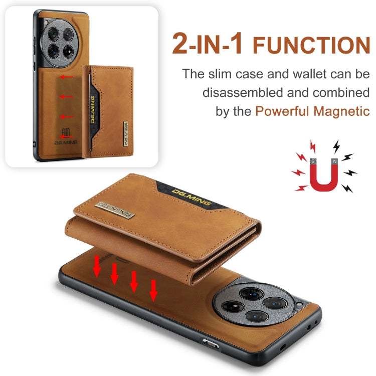 For OnePlus 12 DG.MING M2 Series 3-Fold Multi Card Bag + Magnetic Phone Case(Brown) - OnePlus Cases by DG.MING | Online Shopping UK | buy2fix