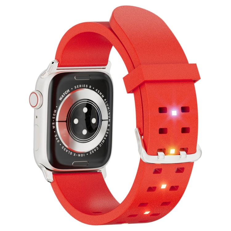 For Apple Watch Series 3 38mm Luminous Colorful Light Silicone Watch Band(Red) - Watch Bands by buy2fix | Online Shopping UK | buy2fix