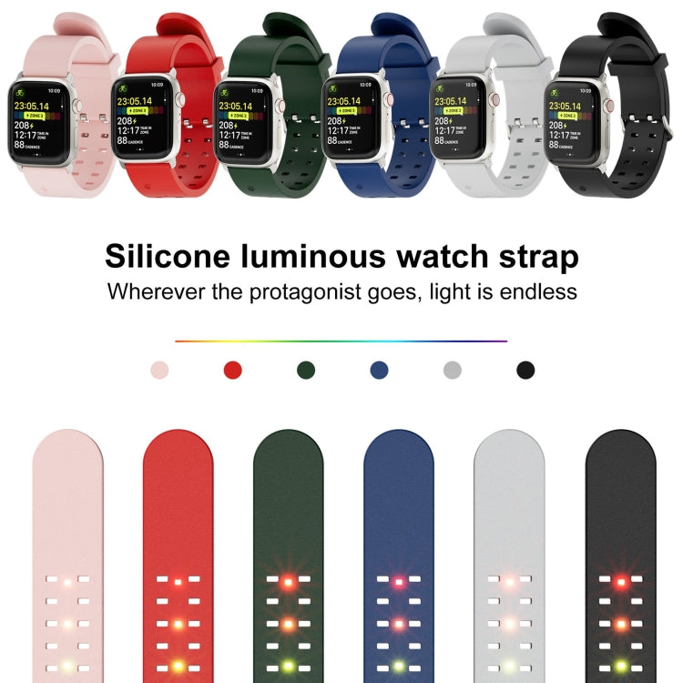 For Apple Watch Series 8 41mm Luminous Colorful Light Silicone Watch Band(Light Grey) - Watch Bands by buy2fix | Online Shopping UK | buy2fix