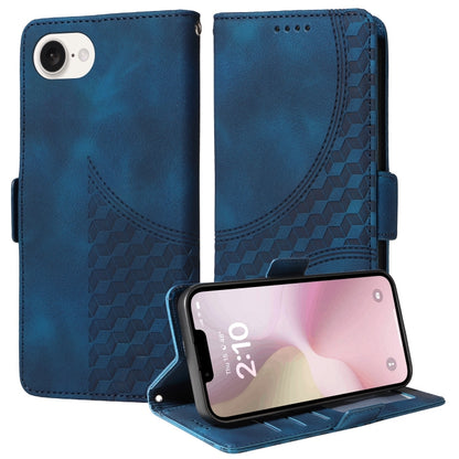 For iPhone SE 2024 Embossed Rhombus Starry Leather Phone Case(Blue) - More iPhone Cases by buy2fix | Online Shopping UK | buy2fix