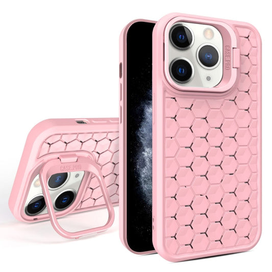 For iPhone 11 Pro Max Honeycomb Radiating Lens Holder Magsafe Phone Case(Pink) - iPhone 11 Pro Max Cases by buy2fix | Online Shopping UK | buy2fix