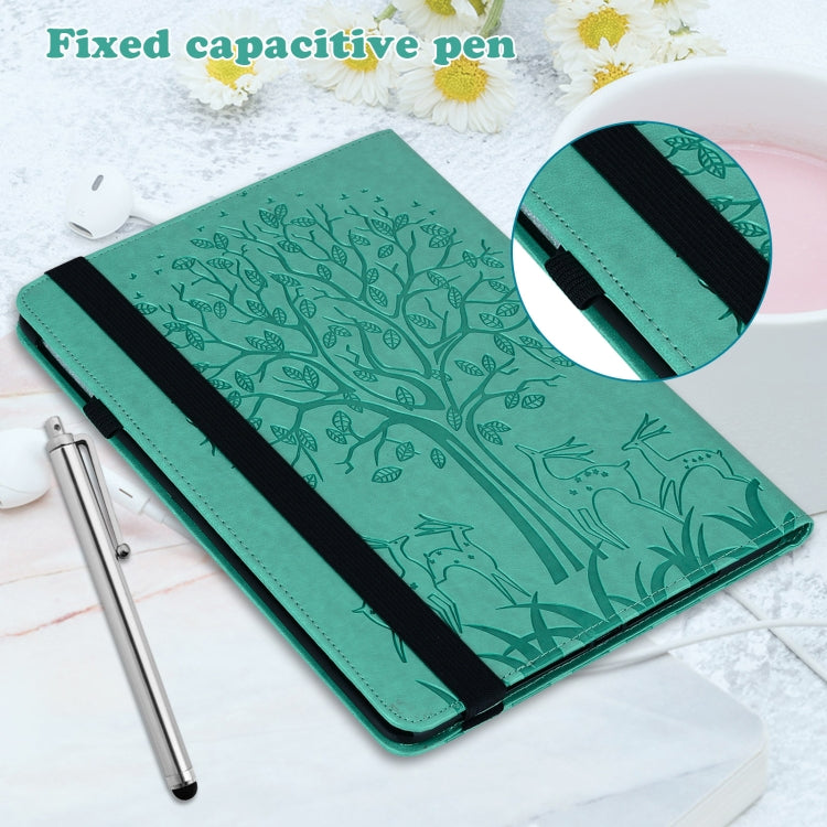 For Lenovo Tab M11 / Xiaoxin Pad 11 2024 Tree & Deer Embossed Leather Tablet Case(Green) - Lenovo by buy2fix | Online Shopping UK | buy2fix