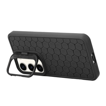 For Samsung Galaxy S24+ 5G Honeycomb Radiating Lens Holder Magsafe Phone Case(Black) - Galaxy S24+ 5G Cases by buy2fix | Online Shopping UK | buy2fix