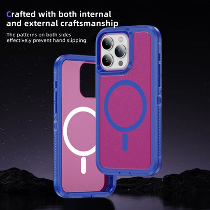 For iPhone 12 / 12 Pro Guard Magsafe Magnetic Ring Matte Phone Case(Blue+Rose Red) - iPhone 12 / 12 Pro Cases by buy2fix | Online Shopping UK | buy2fix