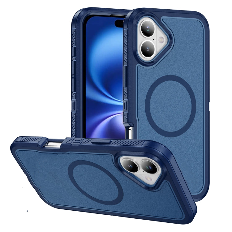 For iPhone 16 Guard Magsafe Magnetic Ring Matte Phone Case(Royal Blue) - iPhone 16 Cases by buy2fix | Online Shopping UK | buy2fix