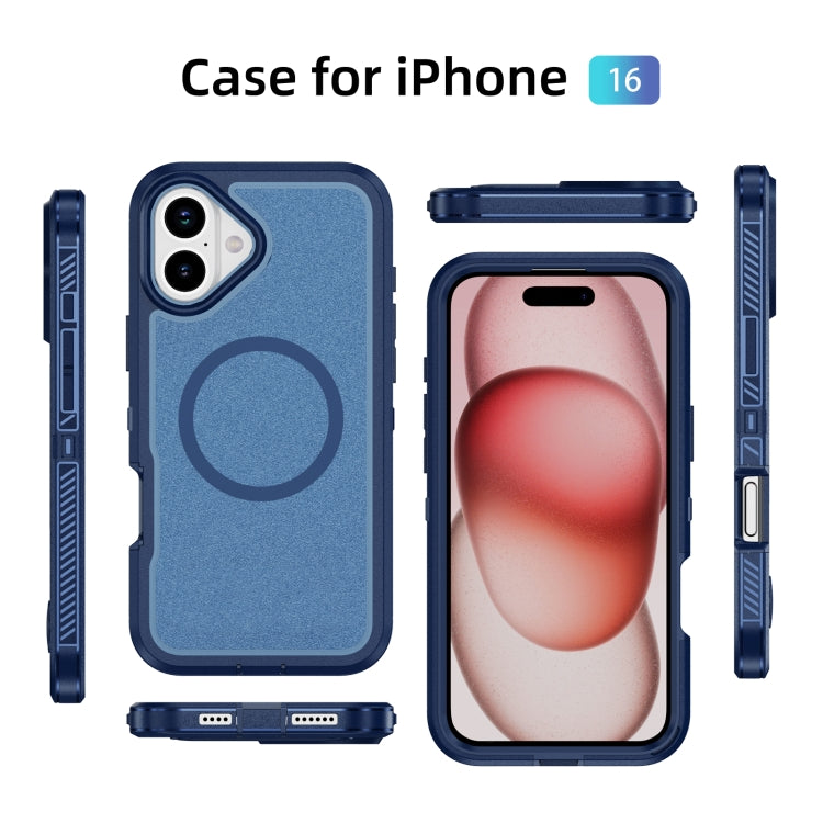 For iPhone 16 Guard Magsafe Magnetic Ring Matte Phone Case(Royal Blue) - iPhone 16 Cases by buy2fix | Online Shopping UK | buy2fix