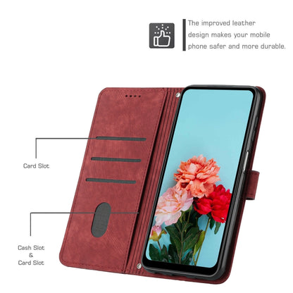 For OnePlus 12 Skin Feel Stripe Pattern Leather Phone Case with Lanyard(Red) - OnePlus Cases by buy2fix | Online Shopping UK | buy2fix