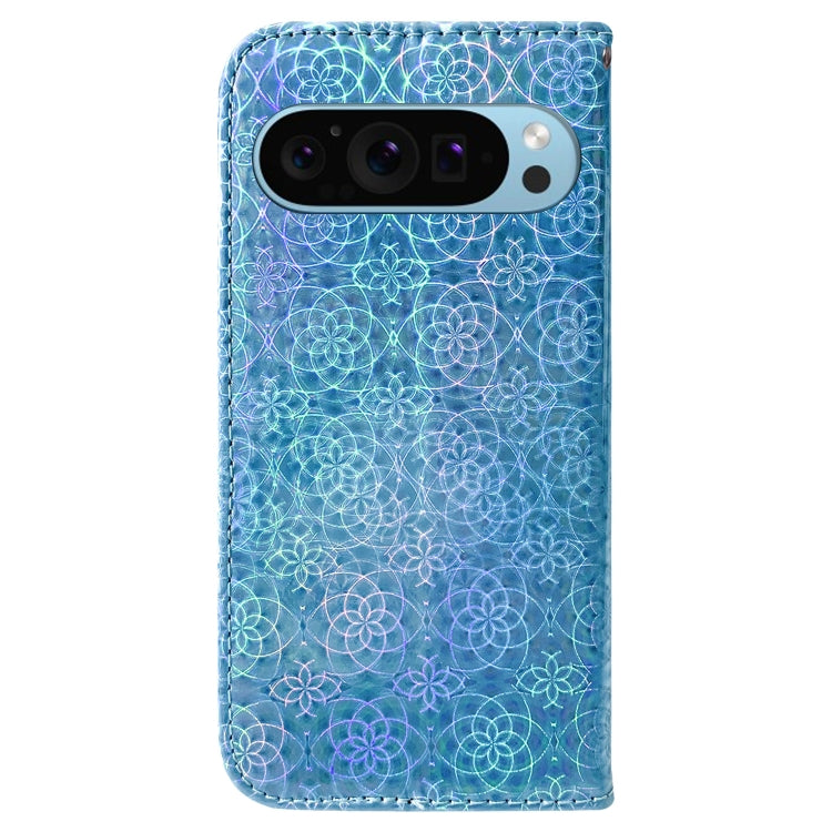 For Google Pixel 9 Pro Colorful Magnetic Buckle Leather Phone Case(Blue) - Google Cases by buy2fix | Online Shopping UK | buy2fix