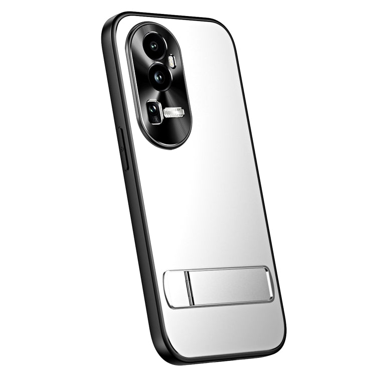 For OPPO Reno10 / Reno10 Pro Global R-JUST RJ-61 Electroplating Frosted TPU + PC Phone Case with Holder(Silver) - OPPO Cases by R-JUST | Online Shopping UK | buy2fix