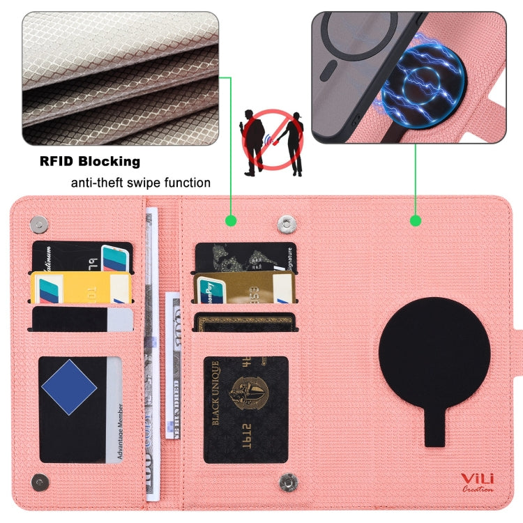 For iPhone 12 Pro Max ViLi GHA Series Shockproof MagSafe RFID Leather Attraction Horizontal Flip Phone Case(Pink) - iPhone 12 Pro Max Cases by ViLi | Online Shopping UK | buy2fix