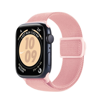 For Apple Watch Ultra 49mm Carbon Fiber Texture Snap Buckle Nylon Watch Band(Pink) - Watch Bands by buy2fix | Online Shopping UK | buy2fix