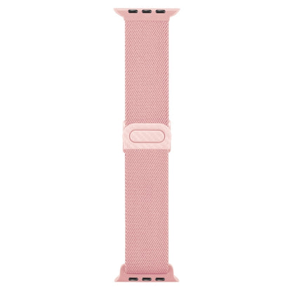 For Apple Watch Ultra 49mm Carbon Fiber Texture Snap Buckle Nylon Watch Band(Pink) - Watch Bands by buy2fix | Online Shopping UK | buy2fix