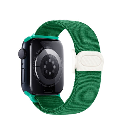 For Apple Watch Ultra 49mm Carbon Fiber Texture Snap Buckle Nylon Watch Band(Green) - Watch Bands by buy2fix | Online Shopping UK | buy2fix