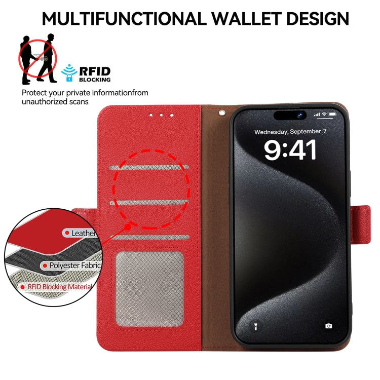 For Samsung Galaxy S22+ 5G ABEEL Side-Magnetic Litchi Pattern Leather RFID Phone Case(Red) - Galaxy S22+ 5G Cases by buy2fix | Online Shopping UK | buy2fix