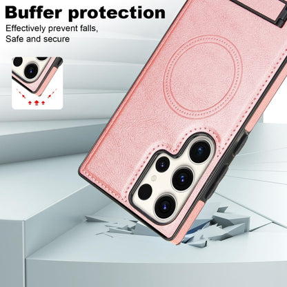 For Samsung Galaxy S23 Ultra 5G Retro Leather Invisible Stand MagSafe Phone Case(Rose Gold) - Galaxy S23 Ultra 5G Cases by buy2fix | Online Shopping UK | buy2fix