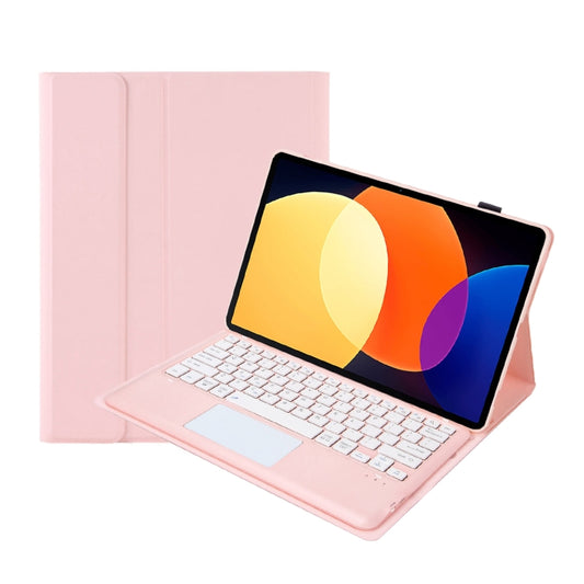 For Xiaomi Pad 6S Pro 12.4 Lambskin Texture Detachable Bluetooth Keyboard Leather Case with Touchpad(Pink) - Others Keyboard by buy2fix | Online Shopping UK | buy2fix