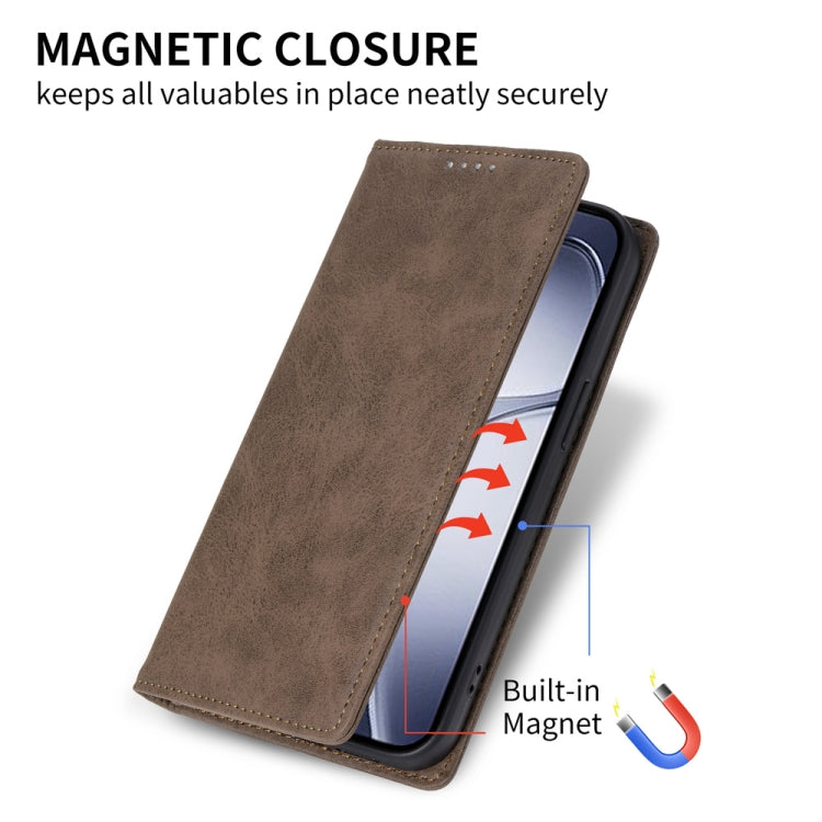 For Redmi K70 Ultra Business Solid Color Magnetic RFID Leather Phone Case(Brown) - Xiaomi Cases by buy2fix | Online Shopping UK | buy2fix