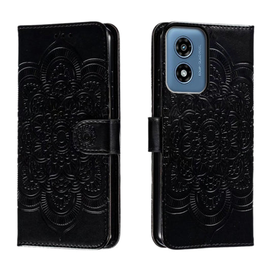 For Motorola Moto G Play 2024 Sun Mandala Embossing Pattern Phone Leather Case(Black) - Motorola Cases by buy2fix | Online Shopping UK | buy2fix