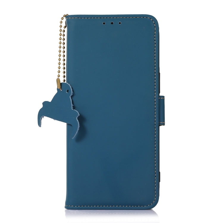 For Google Pixel 9 Pro Genuine Leather Magnetic RFID Leather Phone Case(Blue) - Google Cases by buy2fix | Online Shopping UK | buy2fix