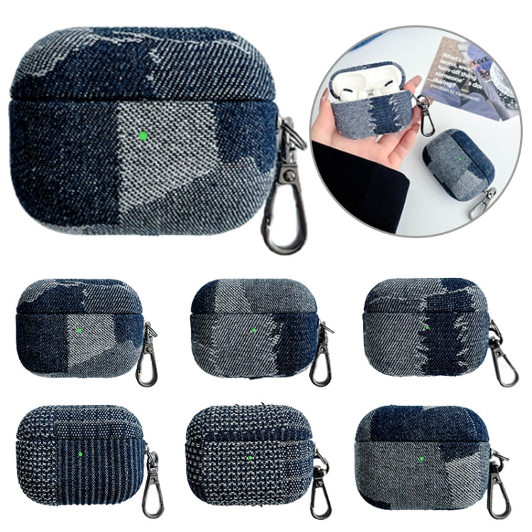 For AirPods 3 Stitching Denim Cloth Bluetooth Earphone Protective Case(Dark Color Irregular) - For AirPods 3 by buy2fix | Online Shopping UK | buy2fix