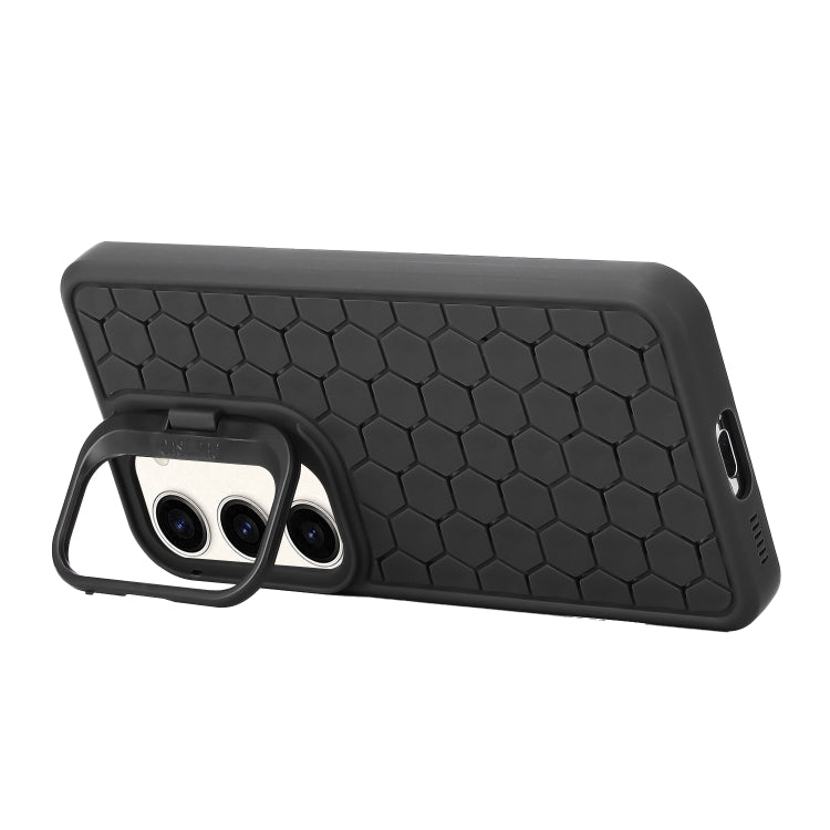 For Samsung Galaxy S23+ 5G Honeycomb Radiating Lens Holder TPU Phone Case(Black) - Galaxy S23+ 5G Cases by buy2fix | Online Shopping UK | buy2fix