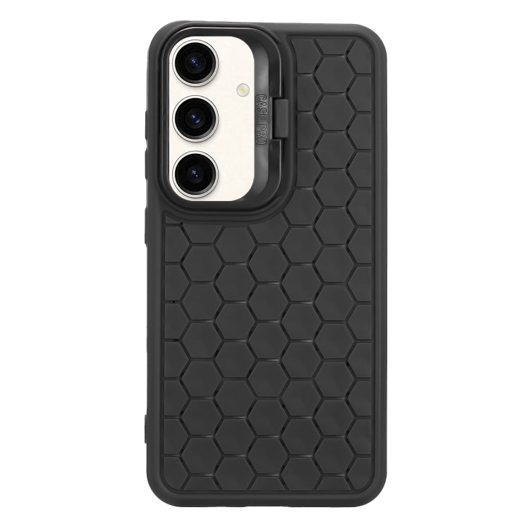 For Samsung Galaxy S24+ 5G Honeycomb Radiating Lens Holder TPU Phone Case(Black) - Galaxy S24+ 5G Cases by buy2fix | Online Shopping UK | buy2fix