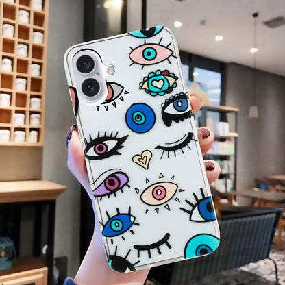 For iPhone 16 Colorful Painting Pattern TPU Phone Case(Eye Monster) - iPhone 16 Cases by buy2fix | Online Shopping UK | buy2fix