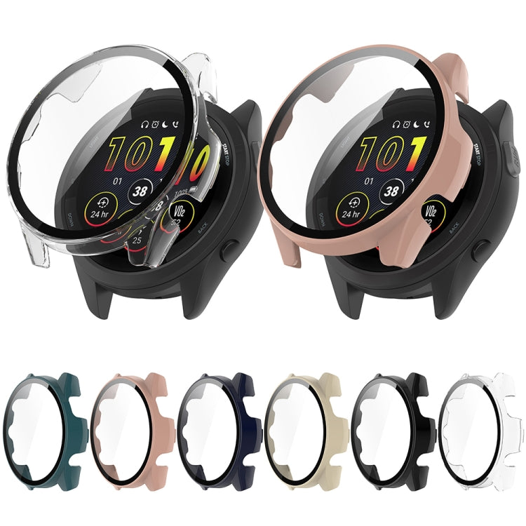 For Garmin Forerunner 165 / 165 Music PC + Tempered Film Integrated Watch Protective Case(Black) - Watch Cases by buy2fix | Online Shopping UK | buy2fix