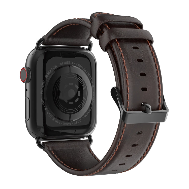 For Apple Watch 38mm DUX DUCIS Business Genuine Leather Watch Strap(Coffee) - Watch Bands by DUX DUCIS | Online Shopping UK | buy2fix