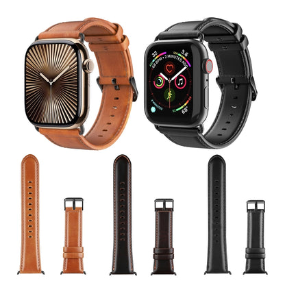 For Apple Watch Series 3 42mm DUX DUCIS Business Genuine Leather Watch Strap(Coffee) - Watch Bands by DUX DUCIS | Online Shopping UK | buy2fix