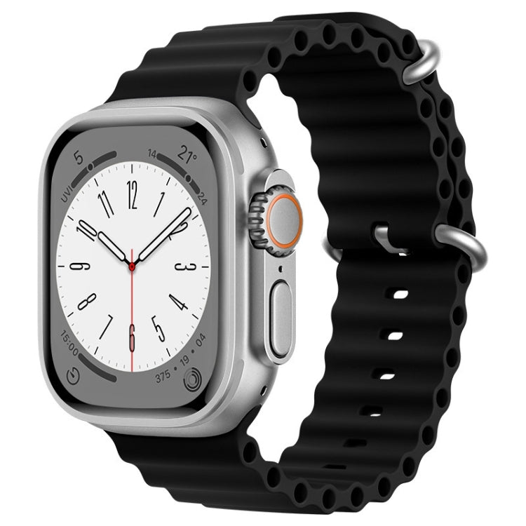 For Apple Watch Ultra 2 49mm ZGA Ocean Silicone Watch Band(Black) - Watch Bands by ZGA | Online Shopping UK | buy2fix