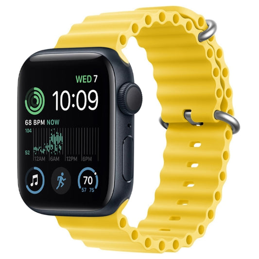 For Apple Watch SE 44mm ZGA Ocean Silicone Watch Band(Yellow) - Watch Bands by ZGA | Online Shopping UK | buy2fix