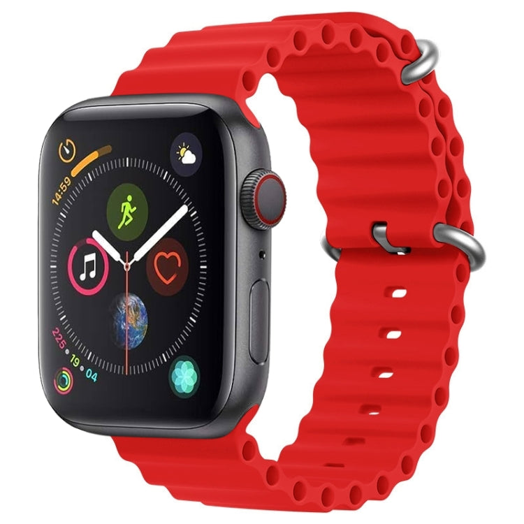 For Apple Watch Series 4 44mm ZGA Ocean Silicone Watch Band(Red) - Watch Bands by ZGA | Online Shopping UK | buy2fix