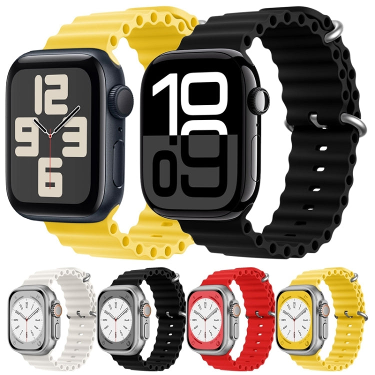 For Apple Watch SE 2023 44mm ZGA Ocean Silicone Watch Band(Black) - Watch Bands by ZGA | Online Shopping UK | buy2fix