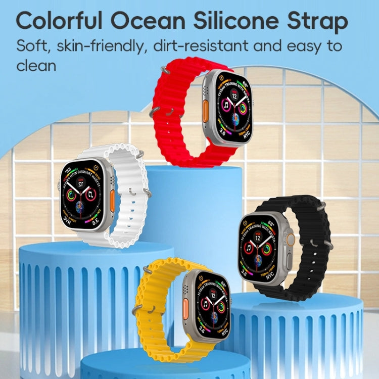 For Apple Watch SE 2022 44mm ZGA Ocean Silicone Watch Band(Yellow) - Watch Bands by ZGA | Online Shopping UK | buy2fix