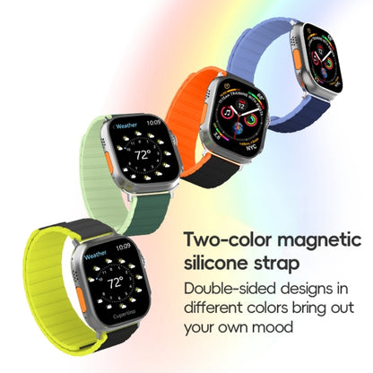 For Apple Watch SE 44mm ZGA Two Color Magnetic Silicone Watch Band(Grey+Yellow) - Watch Bands by ZGA | Online Shopping UK | buy2fix