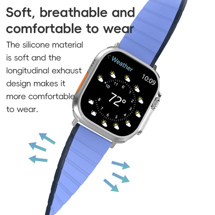 For Apple Watch SE 44mm ZGA Two Color Magnetic Silicone Watch Band(Dark Blue+Light Blue) - Watch Bands by ZGA | Online Shopping UK | buy2fix